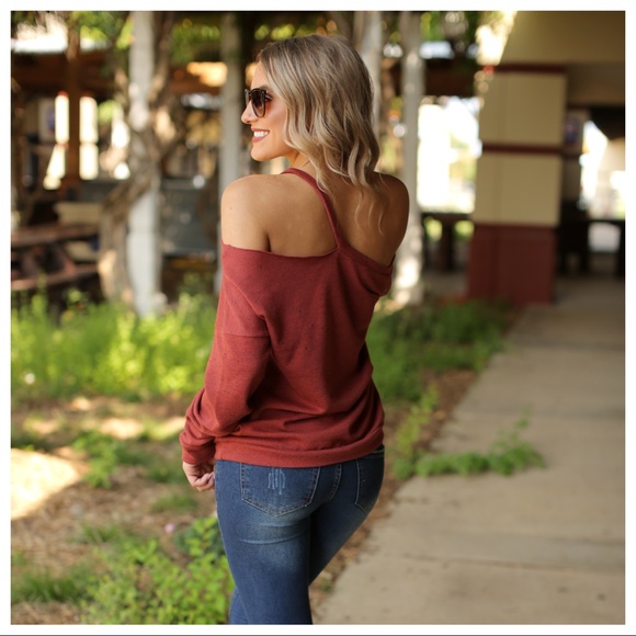 Infinity Raine Tops - ✨LAST ONE✨Marsala Single Strap Soft Sweatshirt Top